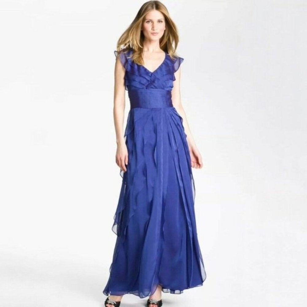 Adrianna Papell Tiered Chiffon Dress w/ clutch MOB